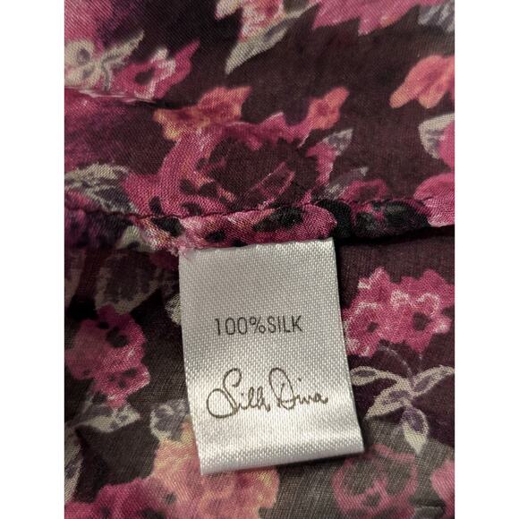 Australian Silk Diva Purple Rose Flowy Boho Silk Tunic Womens Size XL - Picture 4 of 12